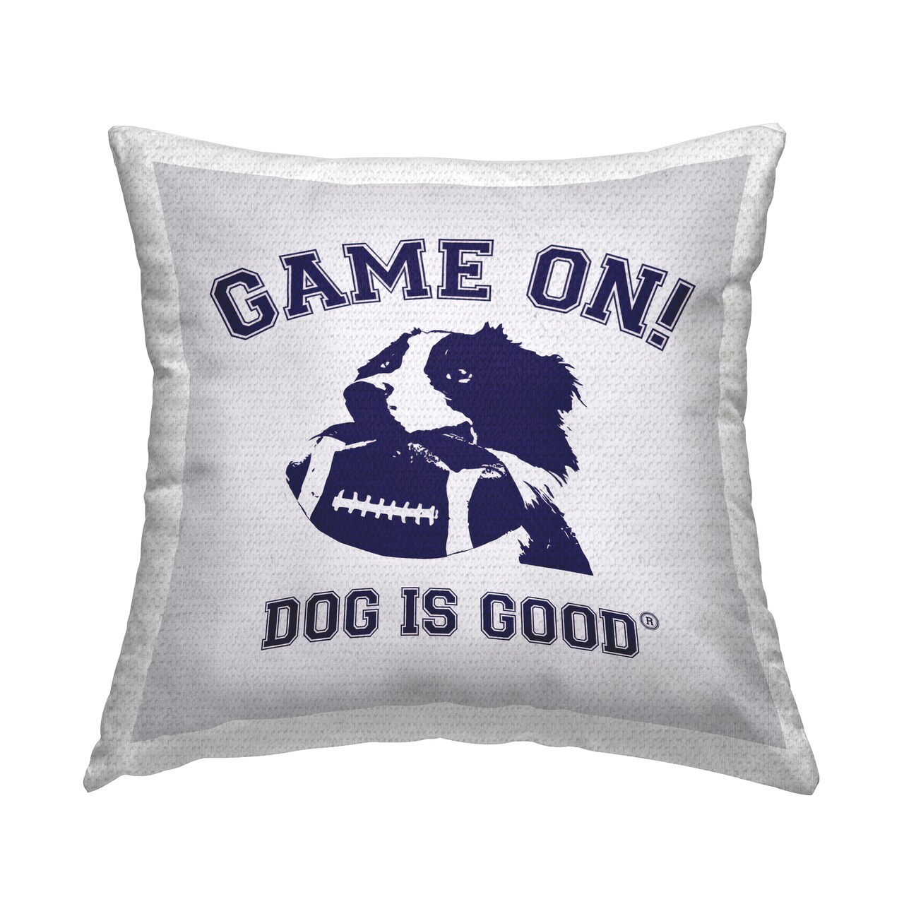 Game On Dog & Football Outdoor Printed Pillow Design by Dog Is Good, 18 x 7 x 18